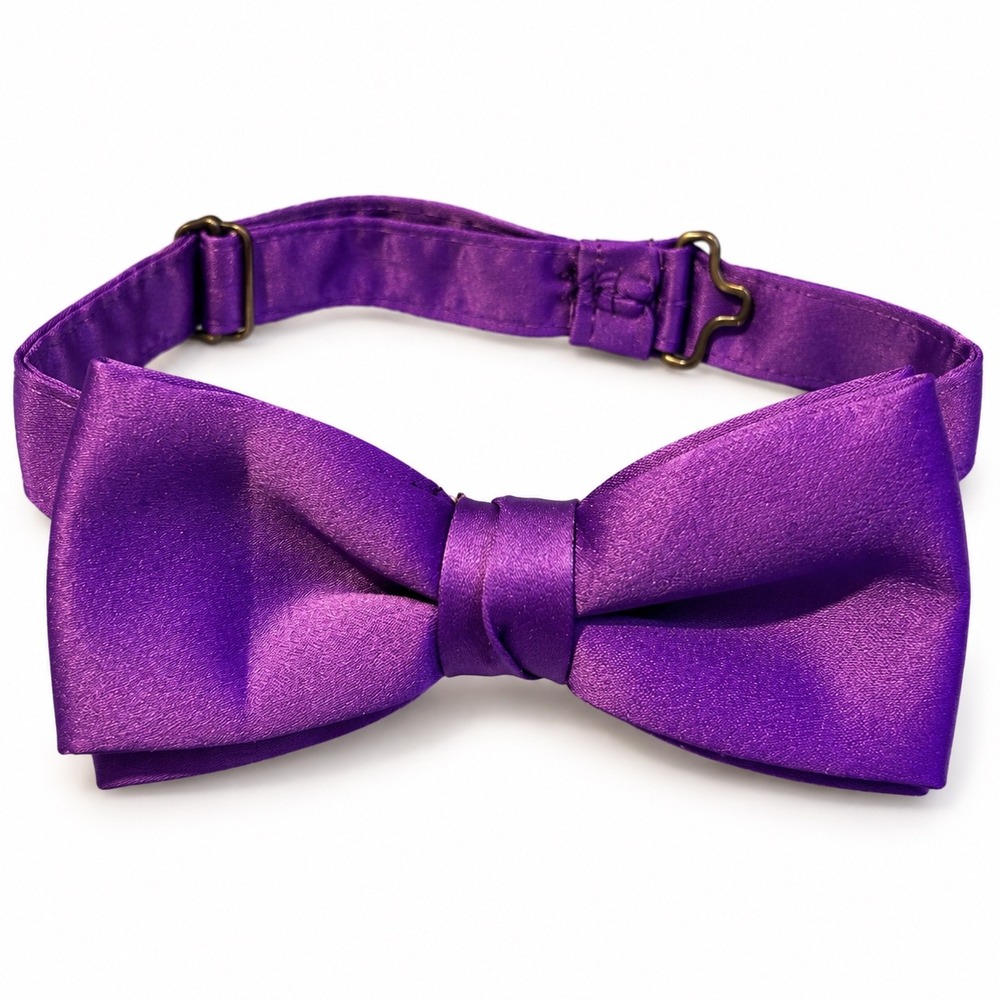 Purple Satin Bow Tie Adjustable Pre-Tied Formal Wedding Prom Accessory